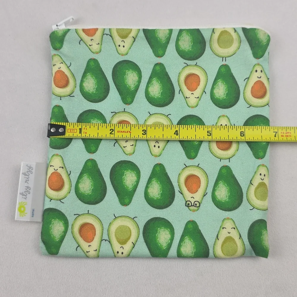 Set Of 4 Reusable Dinosaur and Avocado Print Kids Snack Bags School Lunches